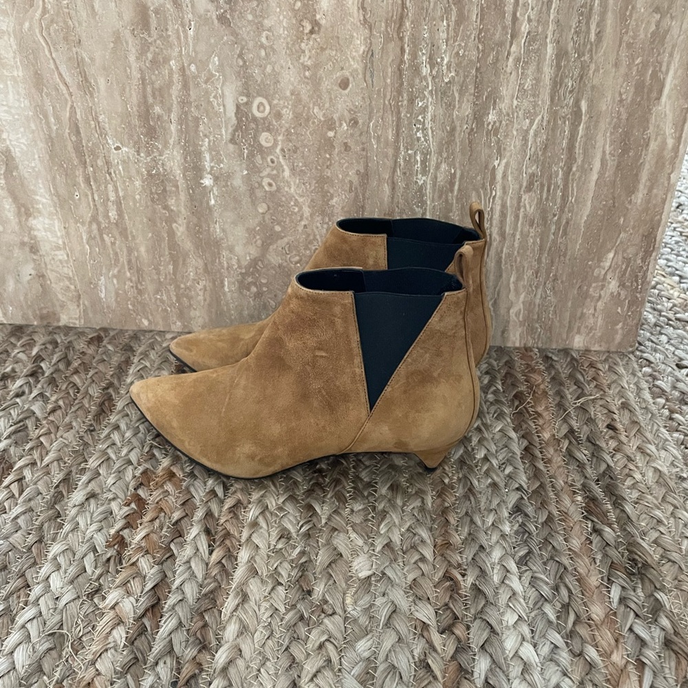 Brown suede Pierre Hardy boots with kitten heel
